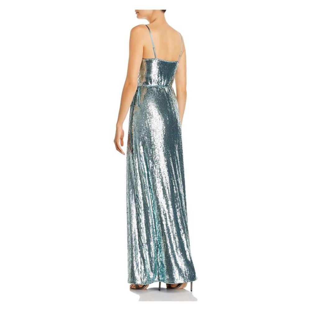 AIDAN AIDAN MATTOX Womens Teal Tie  Spaghetti Strap Gown Dress 6 - Picture 2 of 2